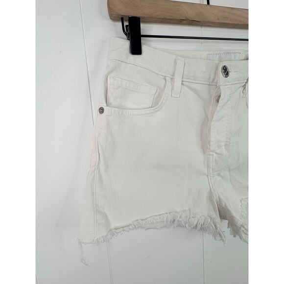 Current/Elliott The Boyfriend Denim Shorts Size 28 White High Rise Raw Hem - Picture 6 of 11